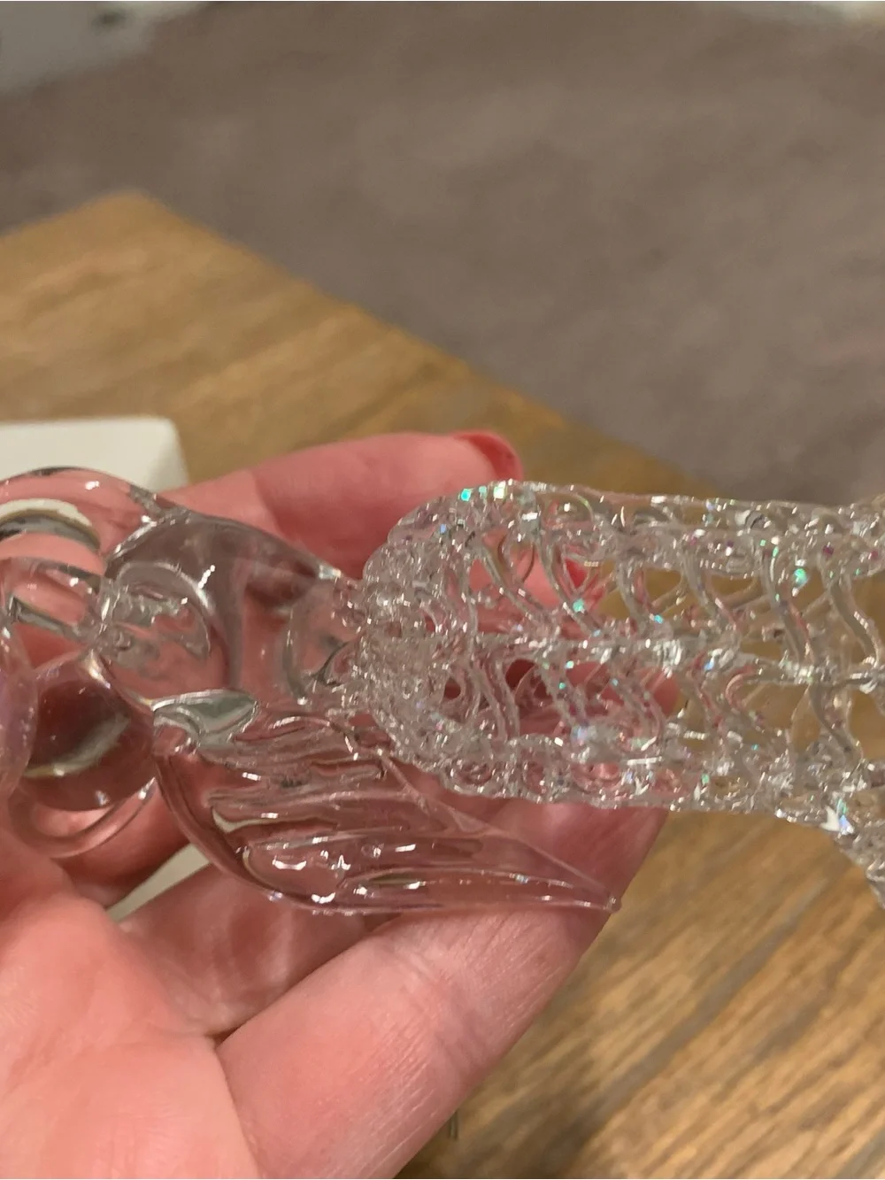 New Vintage Silverstri Spun Glass Clear Glass Angel Christmas Ornament
